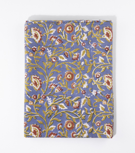 TISCHDECKE Blockprint Ranken Baumwolle blau 228x150cm