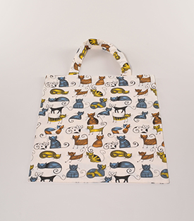 TASCHE Katzen Bio-BW 44xH38cm, Henkel 42x3cm