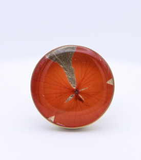 FINGERRING Hortensie orange Messing 24k vergoldet one-size