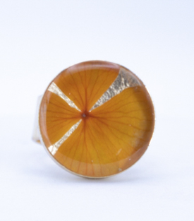 FINGERRING Hortensie mango Messing 24k vergoldet one-size