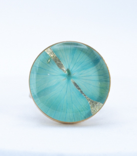 FINGERRING Hortensie mint Messing 24k vergoldet one-size