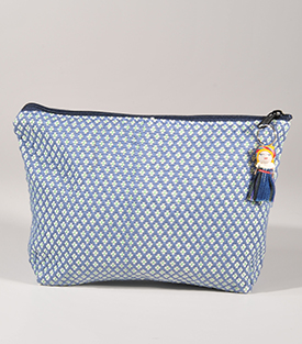 KOSMETIKTASCHE Webmuster blau 22x3,5xH17cm BW handgewebt