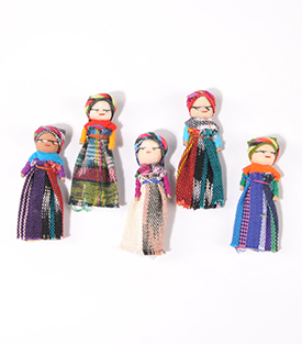 5 SORGENPÜPPCHEN ca 5cm, diverse Stoffdesigns