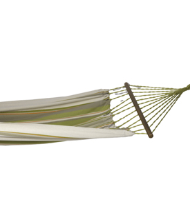 HÄNGEMATTE natur grün mit Holz Baumwolle 320x128cm
