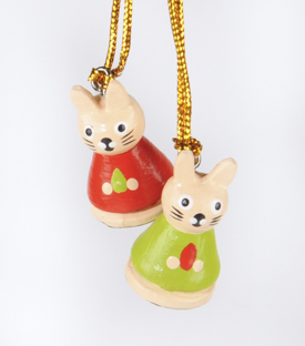 2 ANHÄNGER Osterhasen Holz handbemalt, 4cm