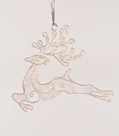 WEIHNACHTSANHÄNGER Hirsch Filigrandraht versilbert, 8cm