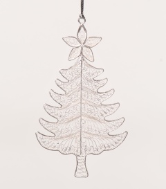 WEIHNACHTSANHÄNGER Baum Filigrandraht versilbert 11cm