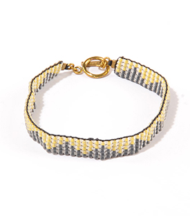 ARMBAND Massai grau-gelb Messing-Glasperlen, L18cm
