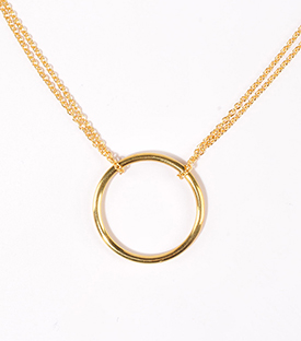 HALSKETTE Ring Messing, 44cm, Anhänger 3cm