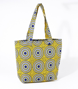 TASCHE Wax Print gelb Baumwolle H40x32x12cm