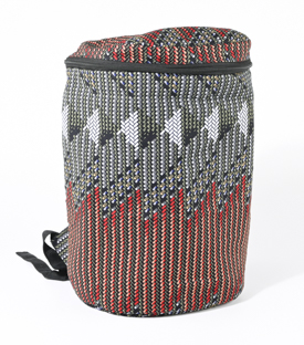 RUCKSACK Wax Print rot Baumwolle dm 23cm L 40cm