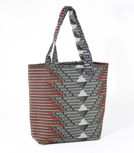 TASCHE Wax Print rot Baumwolle H40x32x12cm