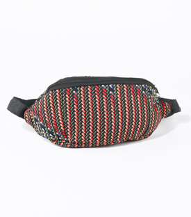 BAUCHTASCHE Wax Print rot Baumwolle H12x28x8cm