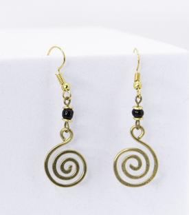 OHRRINGE Spirale Glas Messing L 5cm