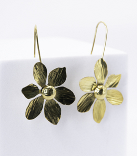 OHRRINGE Blumen Messing L 5cm