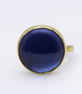 FINGERRING Glas Messing verstellbar