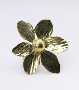 FINGERRING Blume Messing verstellbar