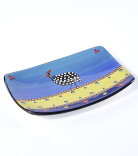 TELLER Sushi Perlhuhn blau 20x13,5xH3cm