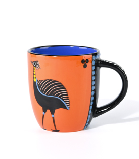 TASSE ISUNA Kranich orange-blau, 9xh9,5cm