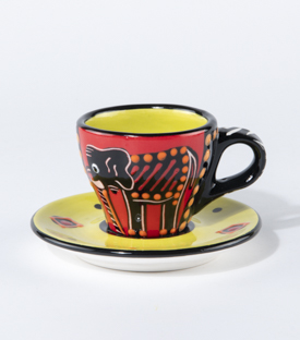 ESPRESSOTASSE Elefant grün-rot dm6,5xH5,5cm