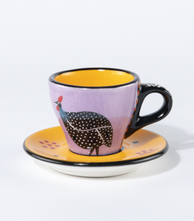 ESPRESSOTASSE Perlhuhn lila-orange dm6,5xH5,5cm