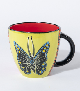 TASSE Lonwabo Schmetterling grün-rot dm11xH10,5