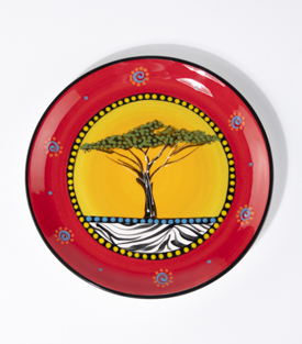 TELLER groß Akazie saffron-rot dm23cm