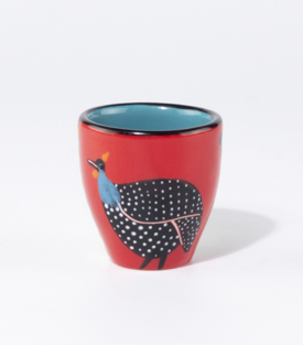 ESPRESSO-EIERBECHER Perlhuhn rot-türkis dm5xH5,5cm
