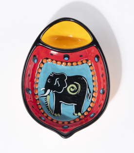 SCHALE Oliven Elefant orange 17x12xH4,5cm