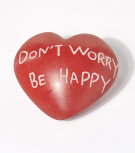 SPECKSTEINHERZ don't worry be happy, rot, 5,5x5cm