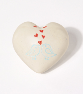 SPECKSTEINHERZ loving birds weiß, 6x6cm