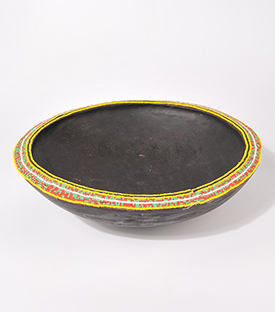 DEKOSCHALE Perlendekor rund Jacarandaholz dia35xH9cm