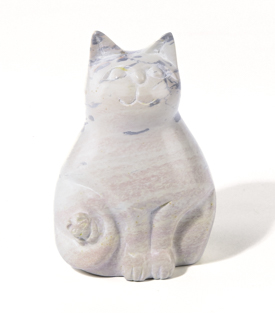 FIGUR Katze mit Kätzchen Speckstein marmoriert 8xH10cm