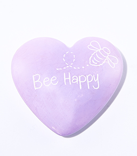 SPECKSTEINHERZ Bee Happy lila flach 5cm