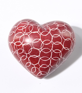 SPECKSTEINHERZ rot Ringmuster Speckstein bemalt 5cm