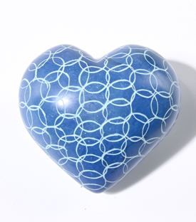 SPECKSTEINHERZ blau Ringmuster Speckstein bemalt 5cm