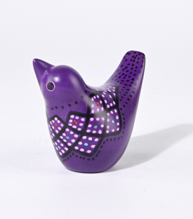 VOGEL lila gemustert Speckstein bemalt 10xH7cm