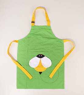 KINDERSCHÜRZE grün Biene Baumwolle 42xL60cm