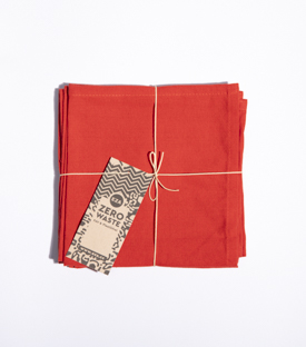 SERVIETTEN  4 Stück rot Baumwolle, 35x35cm