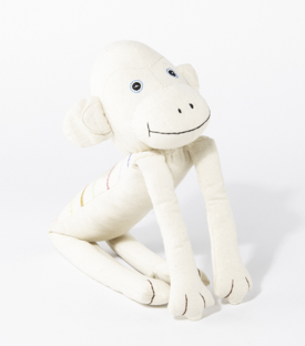 STOFFTIER Affe natur BW bestickt 35cm