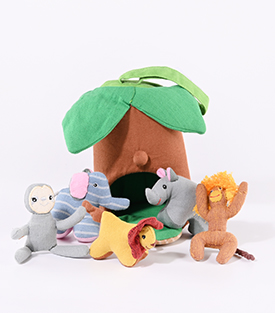PALMENTASCHE 5 Tierfiguren BW dm10xH18cm
