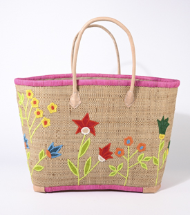 KORBTASCHE Blumen natur Raffia 50xH33cm Boden 40x23cm