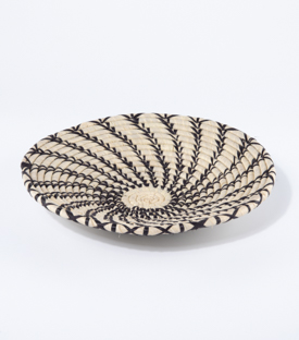 KORBSCHALE natur-schwarz Palmblatt-Raffia dm28xH5cm