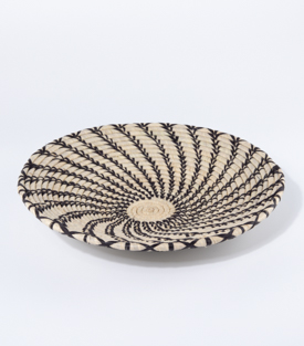 KORBSCHALE natur-schwarz Palmblatt-Raffia dm35xH6cm