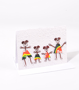 GRUSSKARTE Eltern, 2 Kinder Wasserhyazinthenpapier 12x16cm