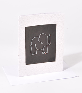 GRUSSKARTE Elefant Wasserhyazinthenpapier 12x16cm