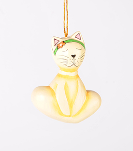 ANHÄNGER Yogakatze Albasiaholz bemalt, 7,5cm