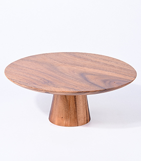 KUCHENPLATTE mit Fuß Suarholz dm30xH12cm