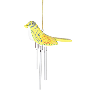 WINDSPIEL Vogel gelb Albasiaholz 10x5xL22cm