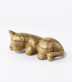 FIGUR Katze liegend Suarholz 16x6cm